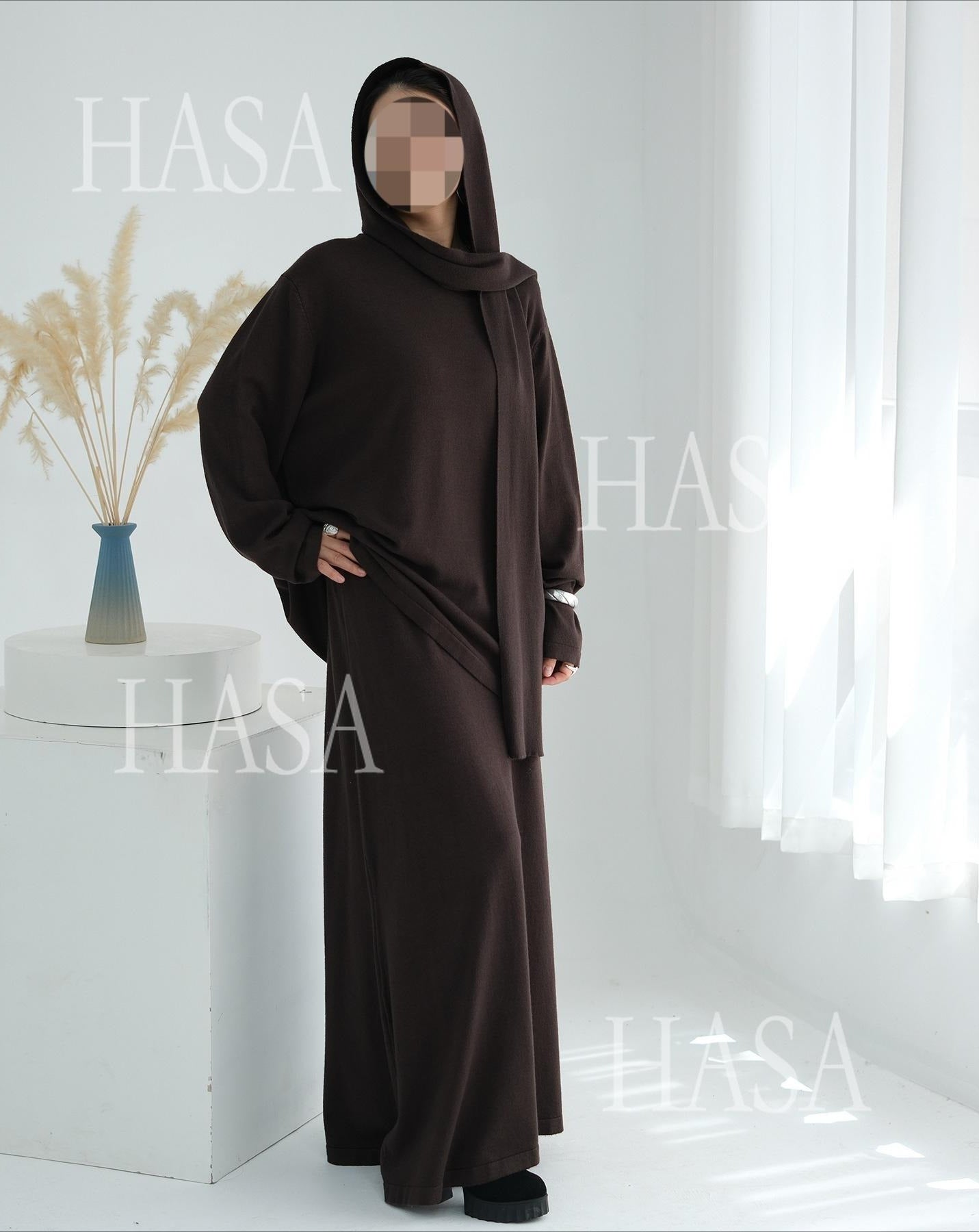 LM6609 Autumn and winter thickened knitted two-piece suit (excluding headscarf)