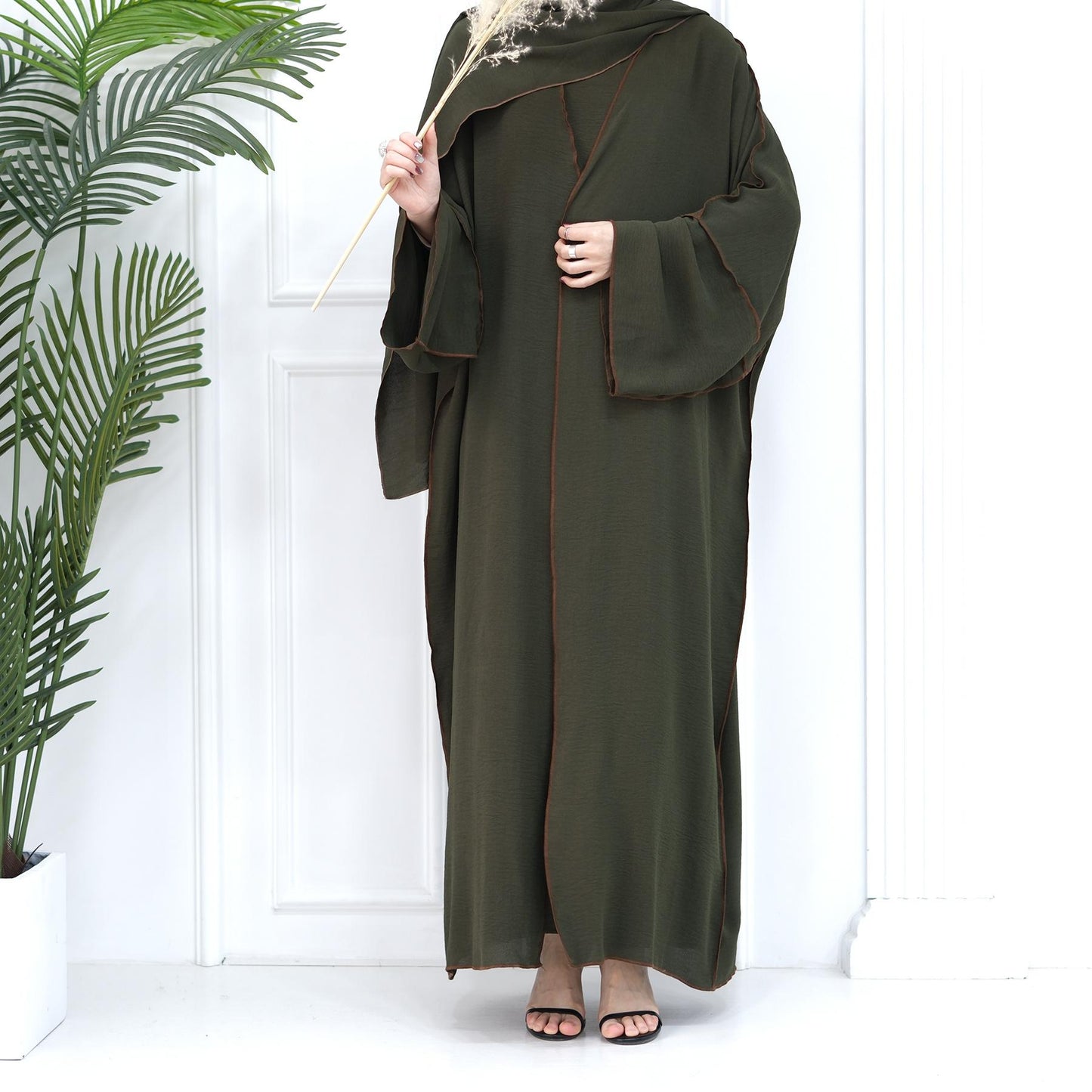 LUMAYA LM1095 3pcs Set Cardigan+without Sleeves Inner Dress+Hijab
