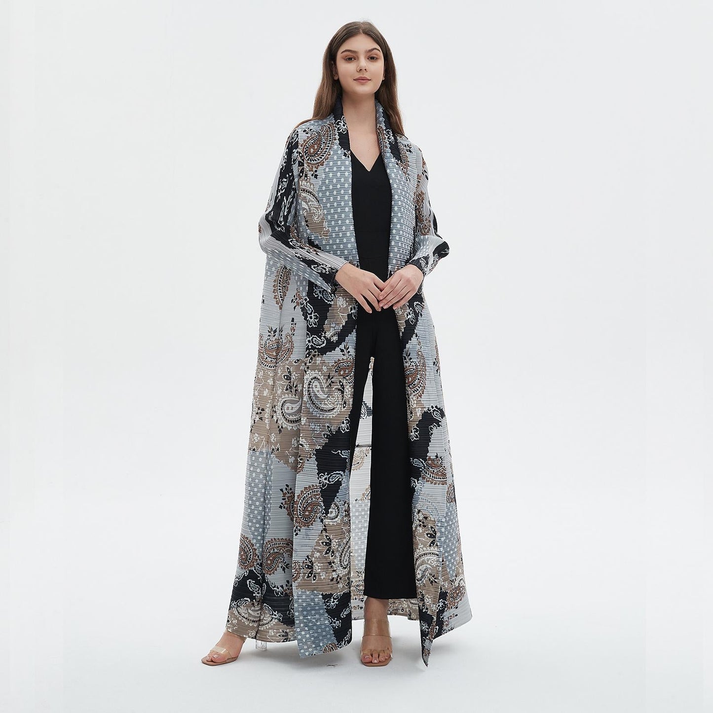 LUMAYA6713 Ethereal Blue , Elevated Abaya Style with Paisley Prints