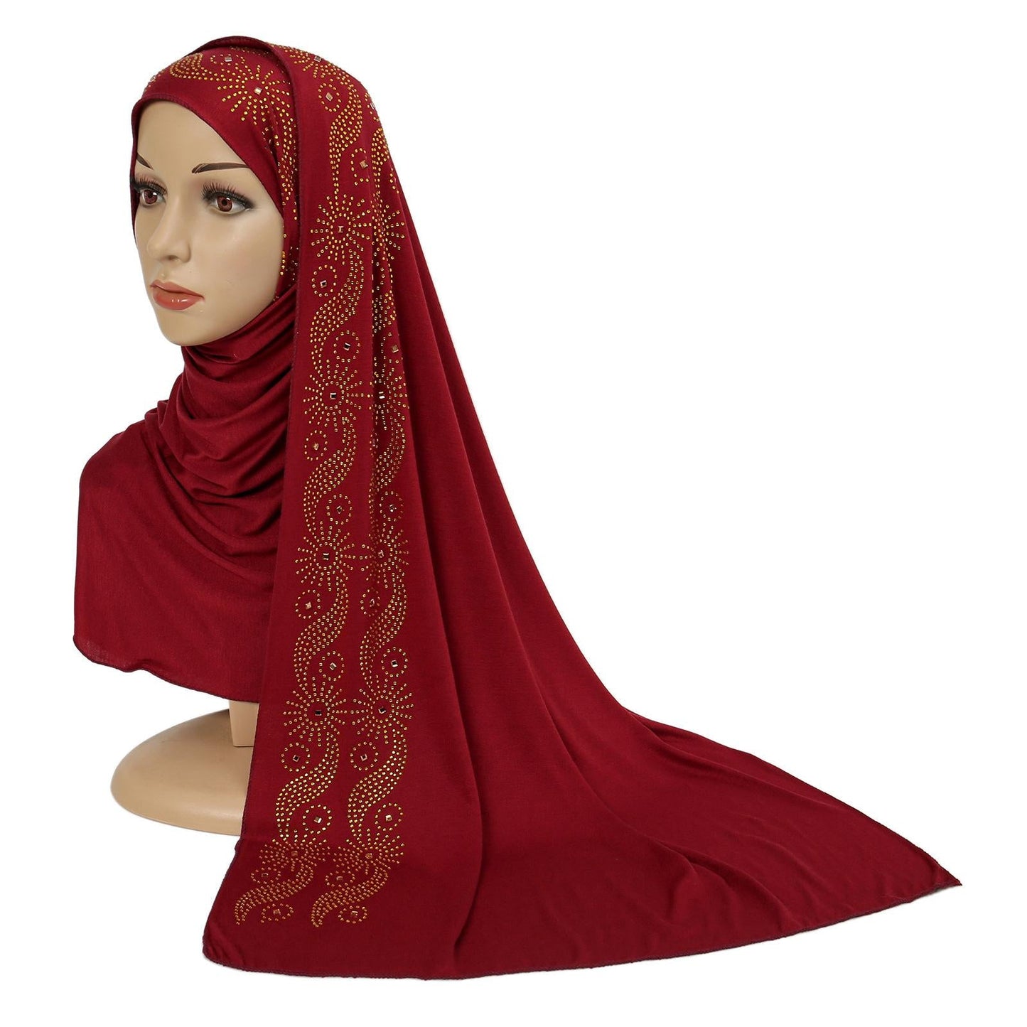 LUMAYA LM1145 Solid Color Rhinestone Headscarf