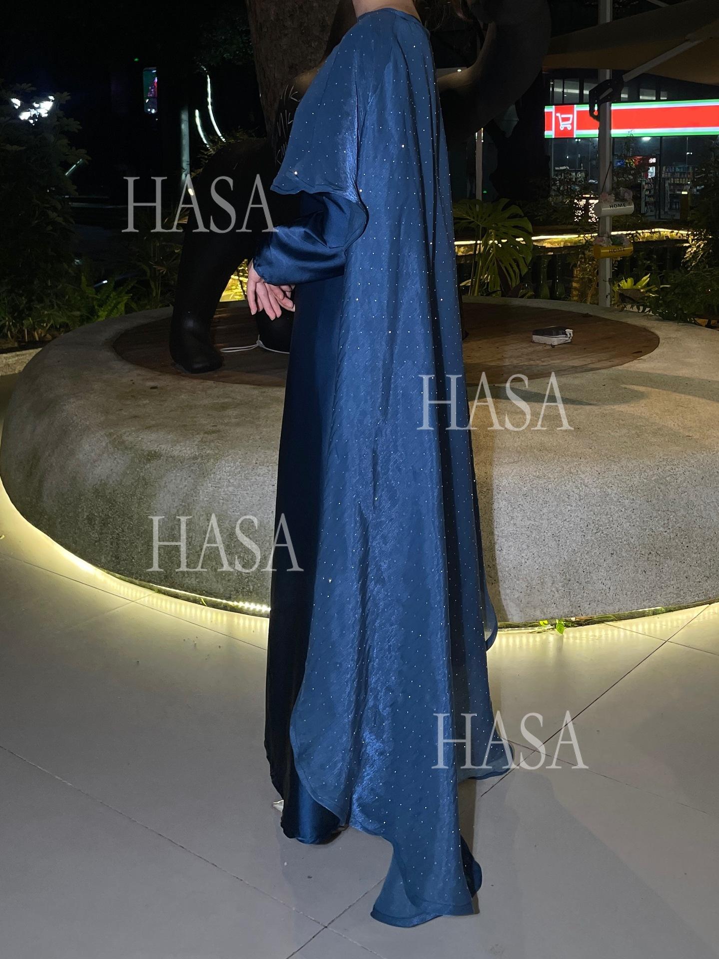 LUMAYA6477 Shiny robe two-piece set with rhinestone sLUMAYAwl decoration