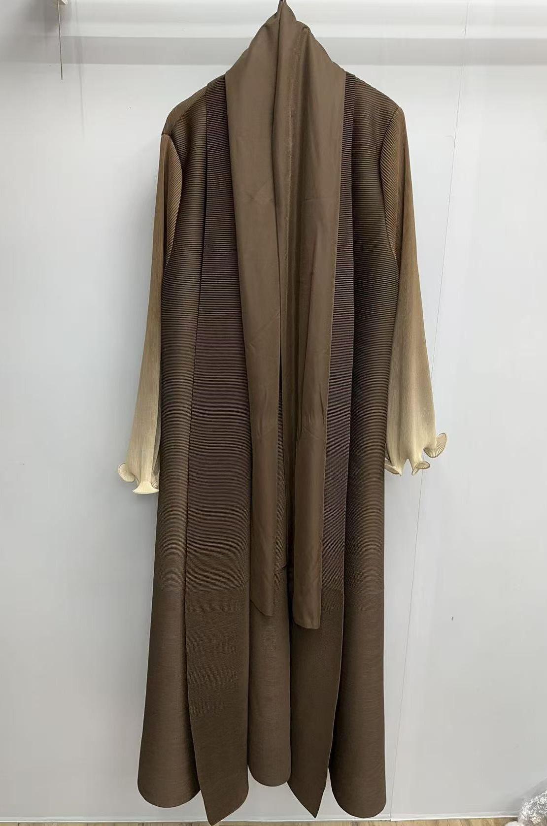 LUMAYASASERIES LUMAYA6721 Olive Ombre  Green Abaya with Gradient Cuffs