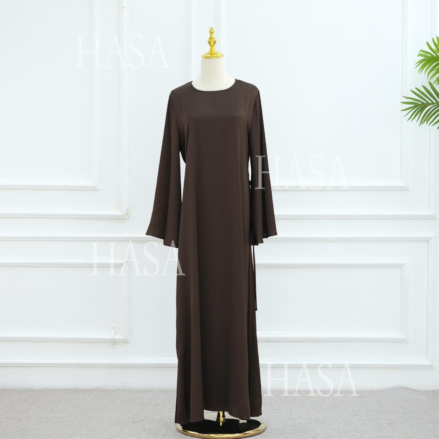 LUMAYA6491 Elegant Bell Sleeve Maxi Dress
