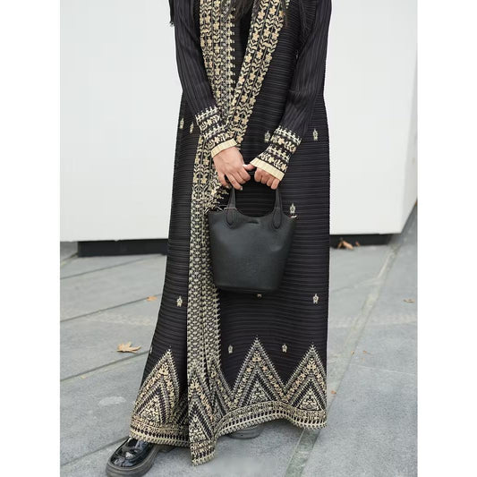 LUMAYA6709 Golden Dynasty , Black Abaya with Intricate Gold Embroidery