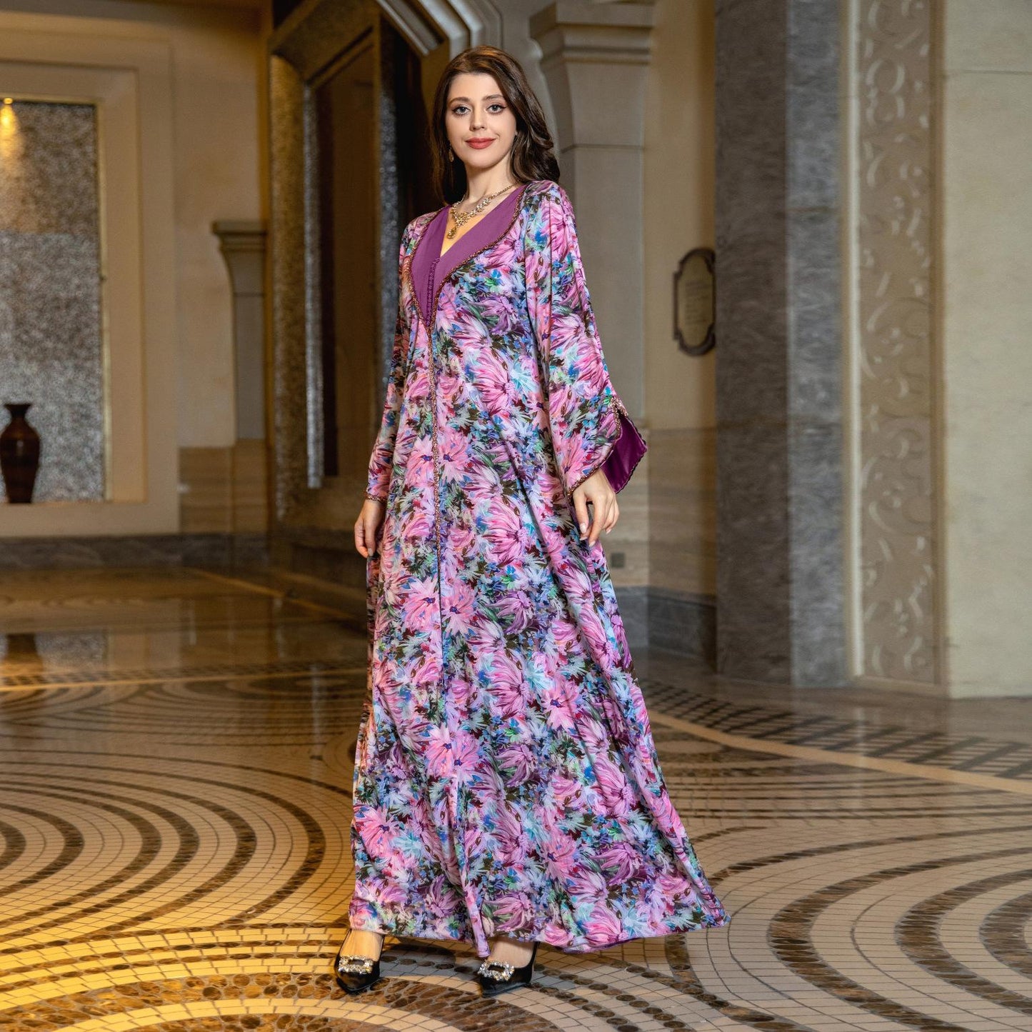LUMAYA LUMAYA1070 Fashionable Printed Diamond Set Robe