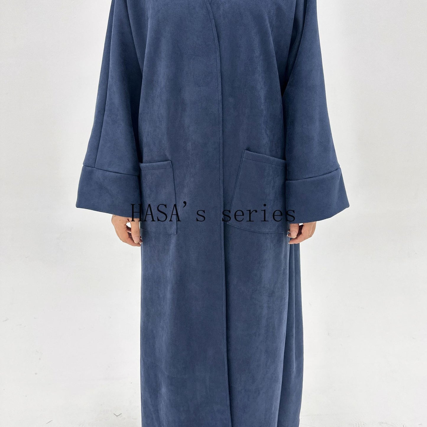 LUMAYA5148 Suede-textured, Simple Cardigan-style Long Robe, A Loose and Comfortable Dress for Autumn and Winter.