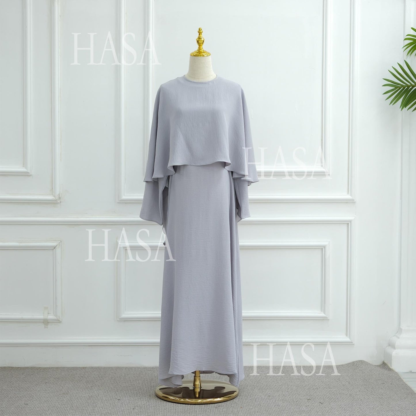 LUMAYA6532 Slim-fit waist cape robe two-piece set