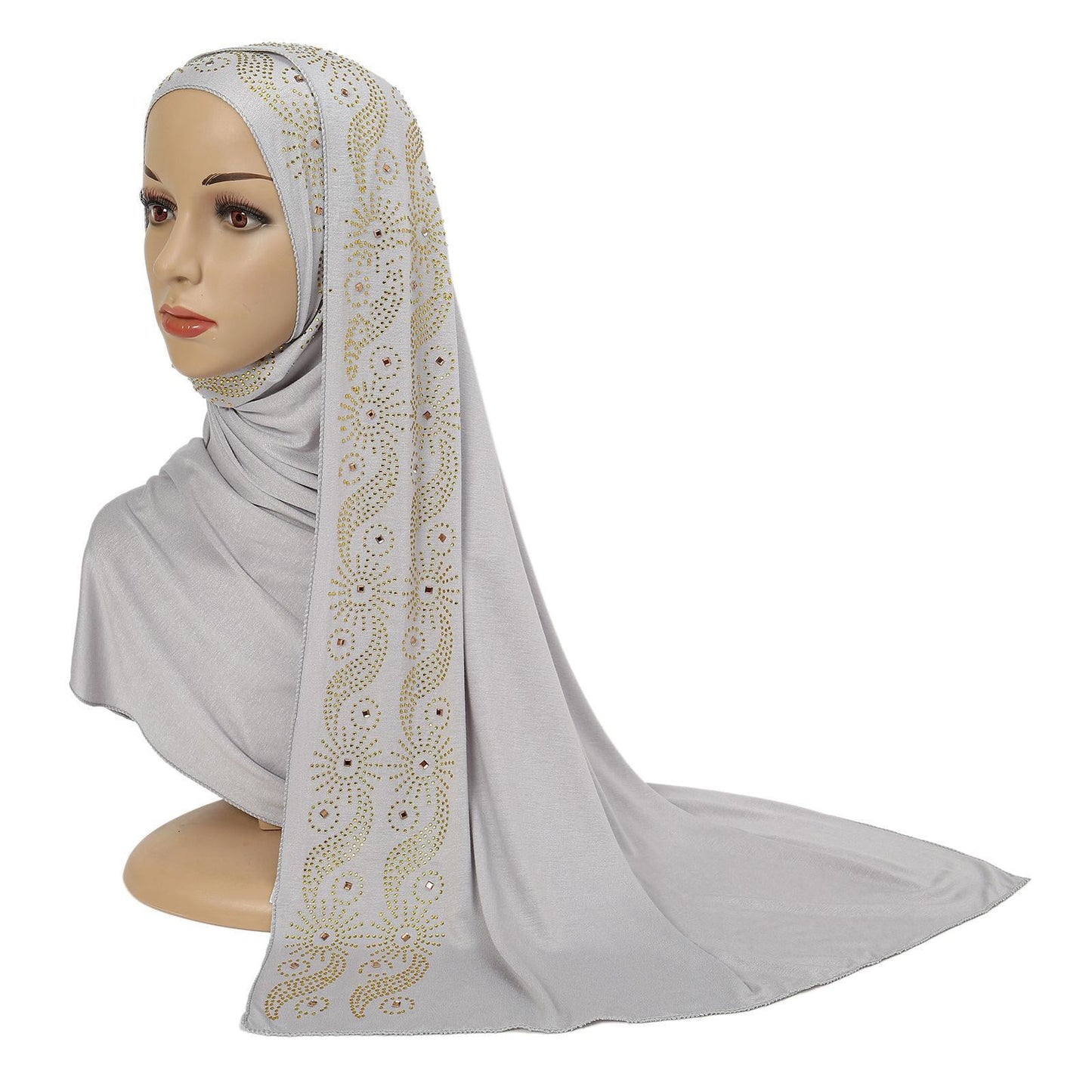 LUMAYA LM1145 Solid Color Rhinestone Headscarf