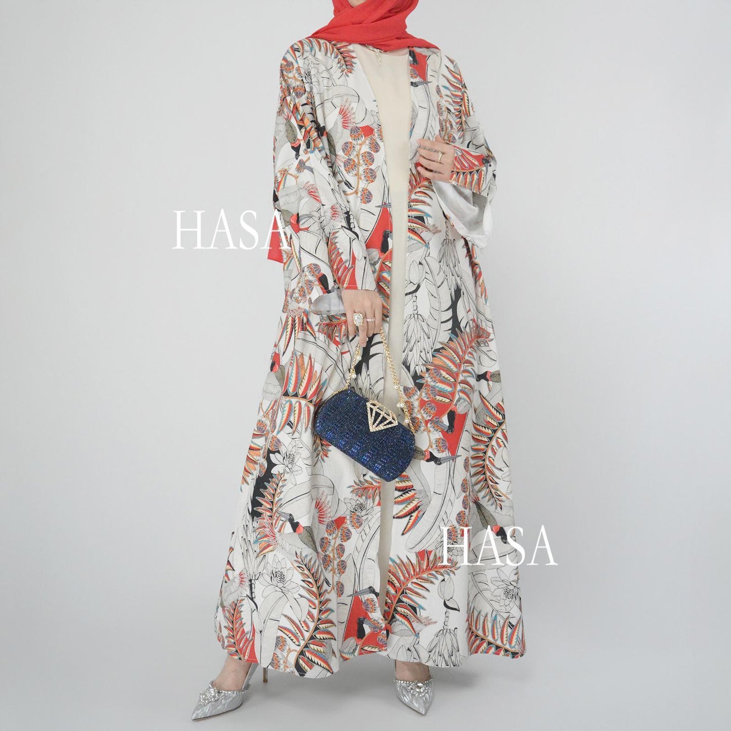 LUMAYA6323 Airy Summer Cardigan with Delicate Floral Prints