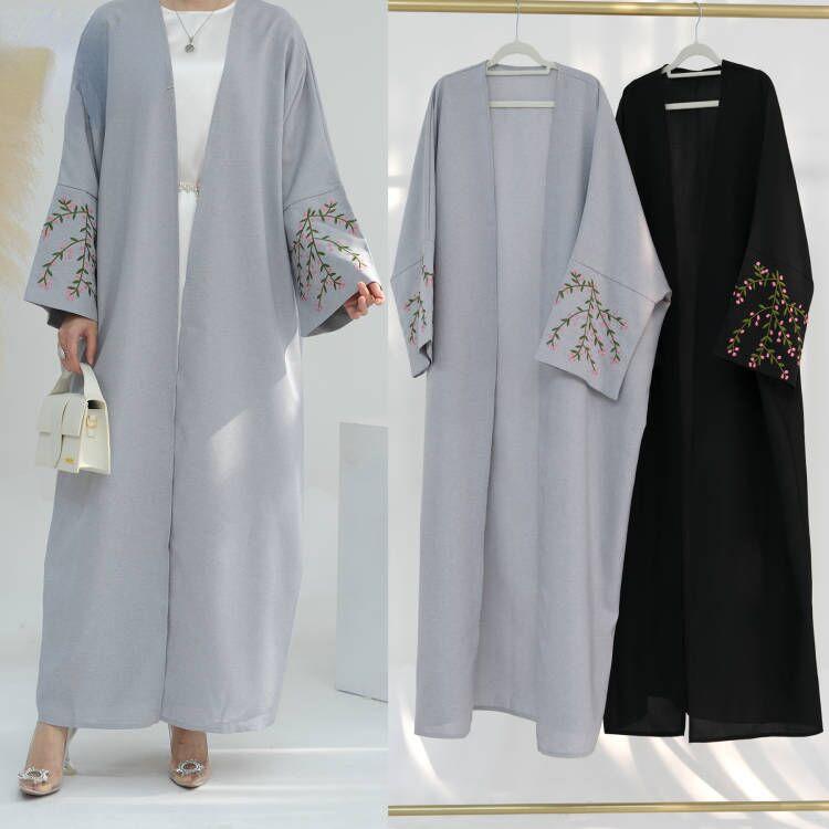 LUMAYA LUMAYA1046 Flower Embroidery Elegant Cardigan Robe