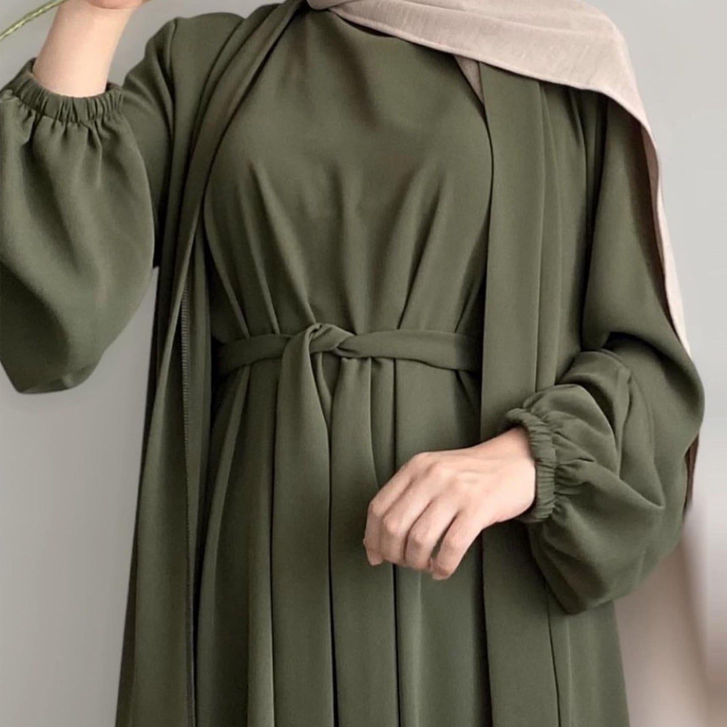 LUMAYA LUMAYA0995 3pcs Cardigan+without  Sleeves Inner Dress+Hijab