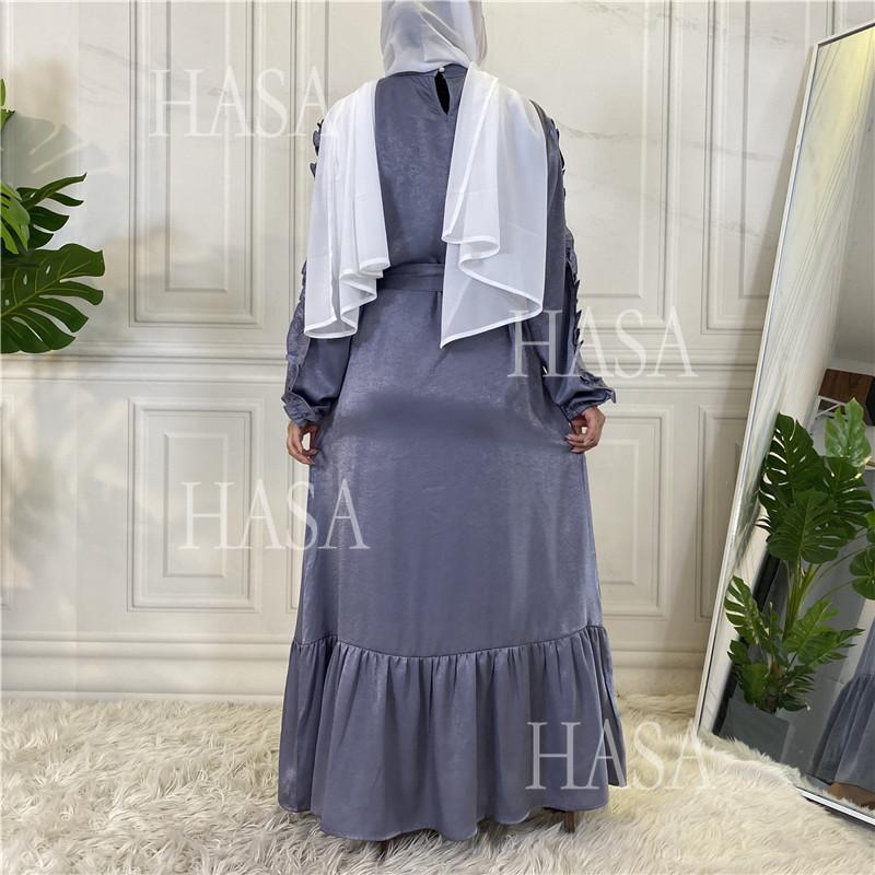 LM6591 Solid Color Turtleneck Long Sleeve Dress with Pleated Waistband