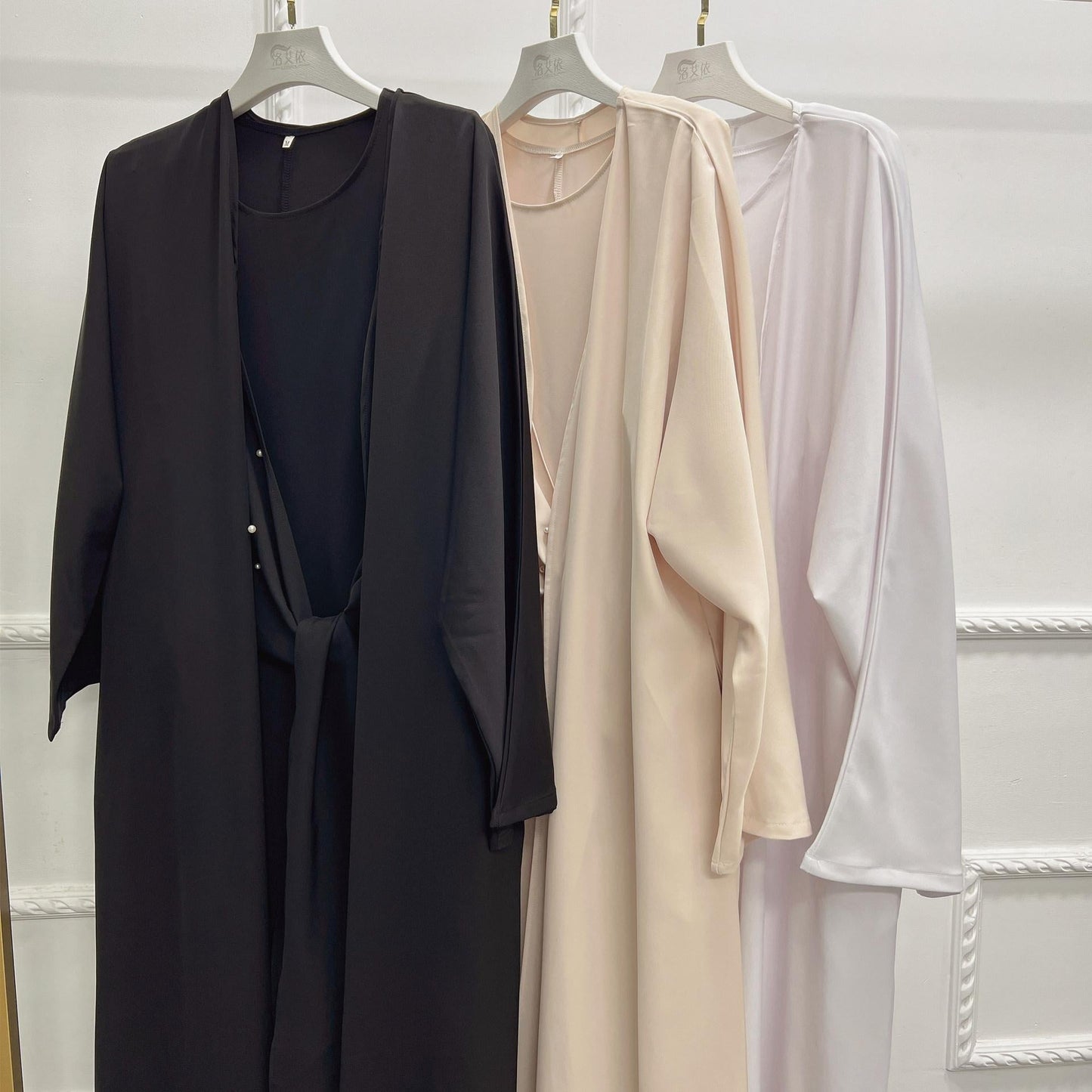 LUMAYA LUMAYA1012 2pcs Set Solid Color Cardigan+Inner Dress