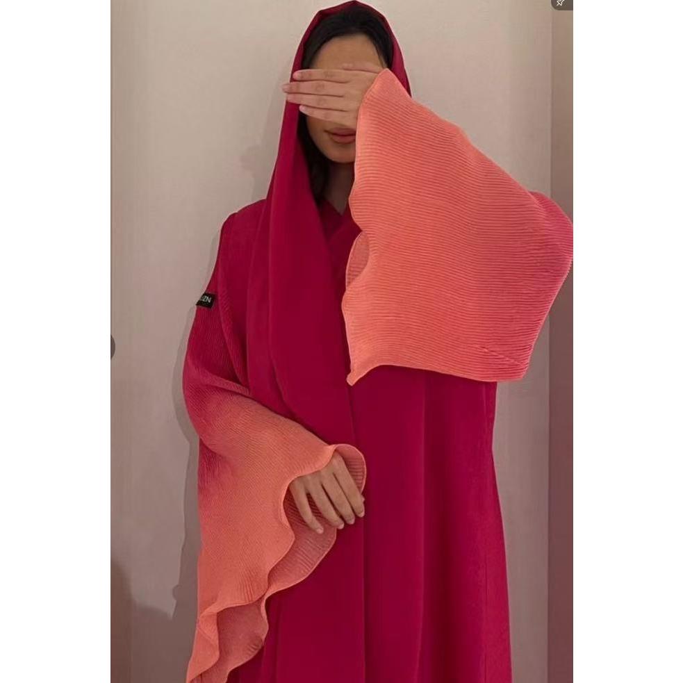 LUMAYASASERIES LUMAYA6721 Olive Ombre  Green Abaya with Gradient Cuffs