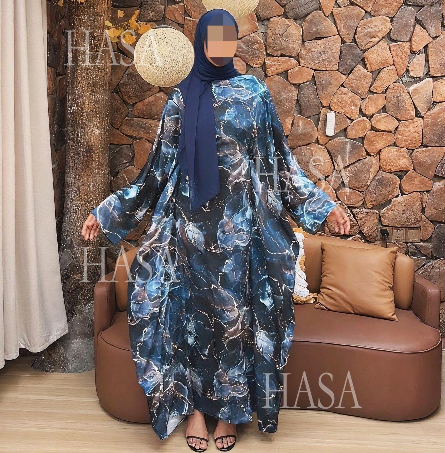 LM6621  Printed Long-sleeved Dress (with Optional Headscarf)