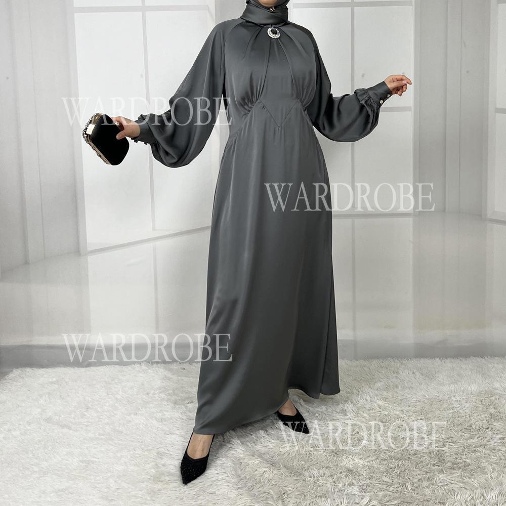 LUMAYA5859 High-end Silk Satin Robe (headscarf Not Included), Elegant Design Exudes Luxurious Texture