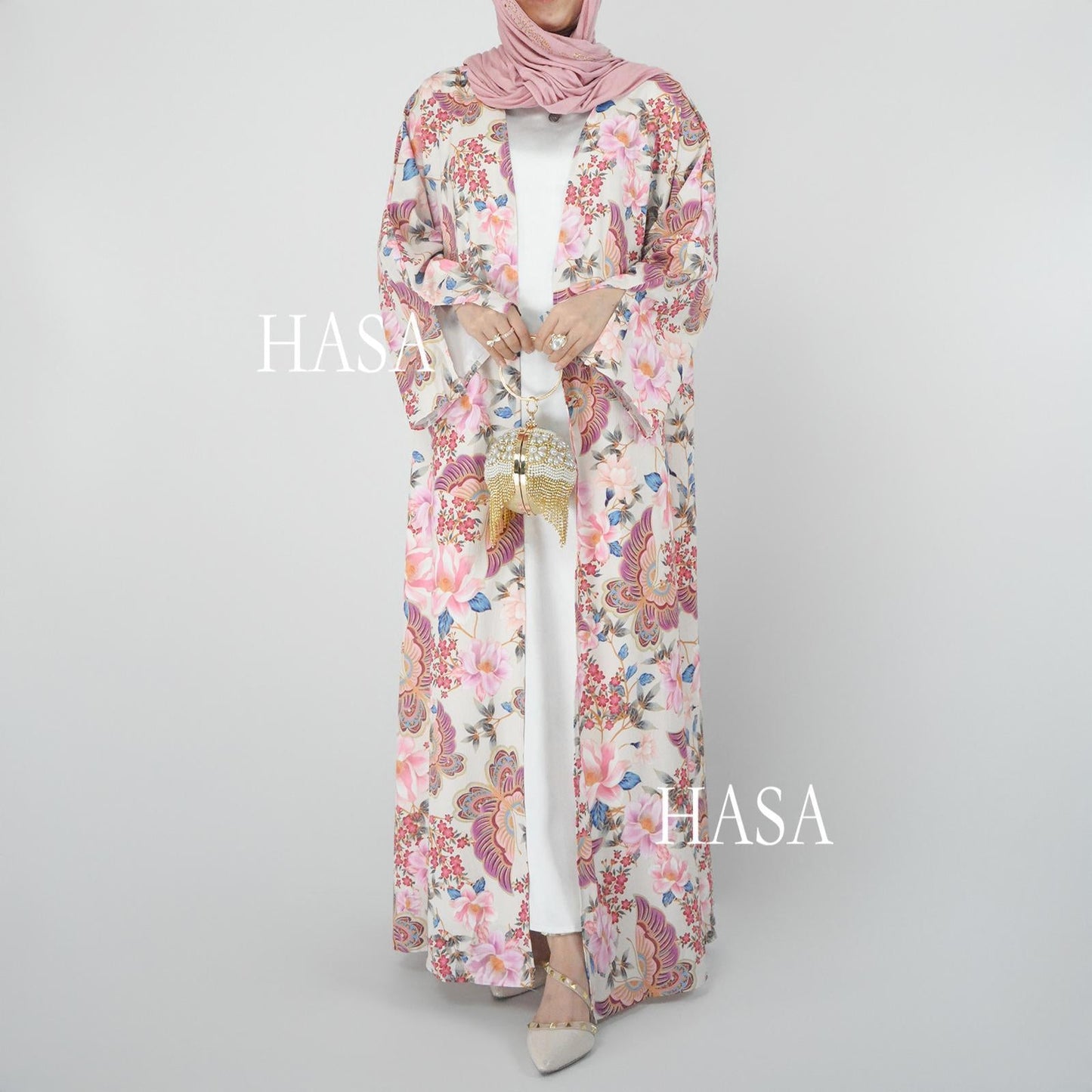 LUMAYA6323 Airy Summer Cardigan with Delicate Floral Prints