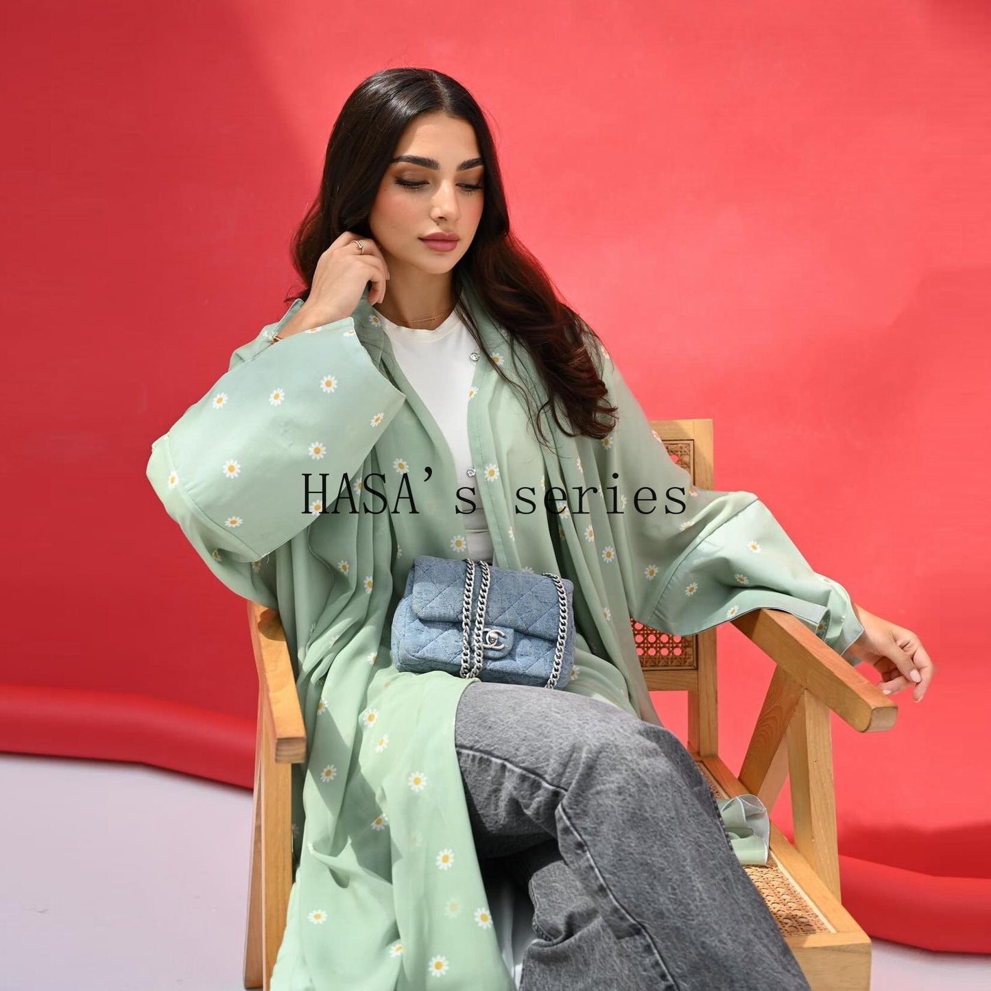 LUMAYA5104 Fresh and stylish printed loose-fitting cardigan, a long-sleeved, flowing long coat.