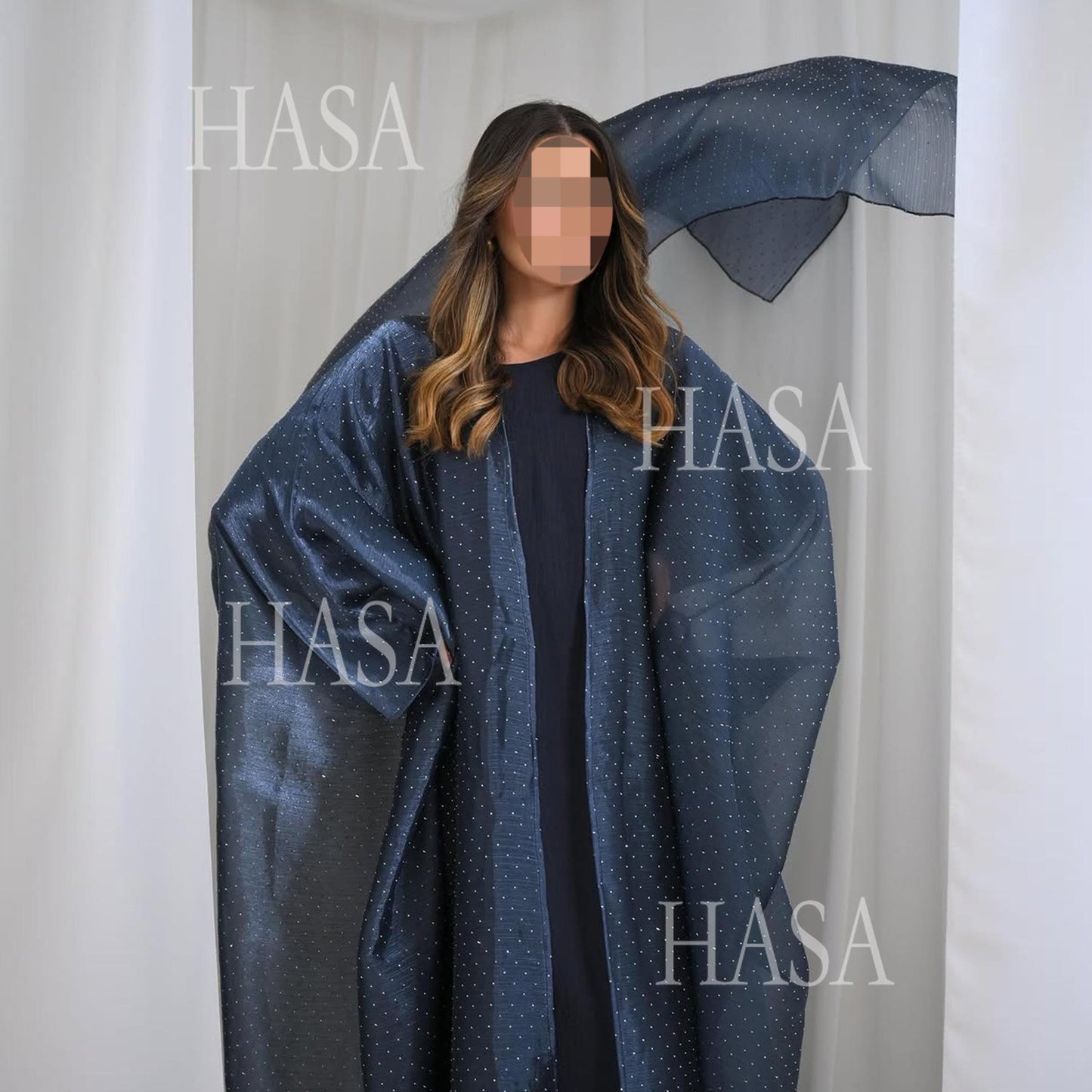LUMAYA6493 Lightweight Ice Flower Ruffle Textured Rhinestone Robe Three-Piece Set