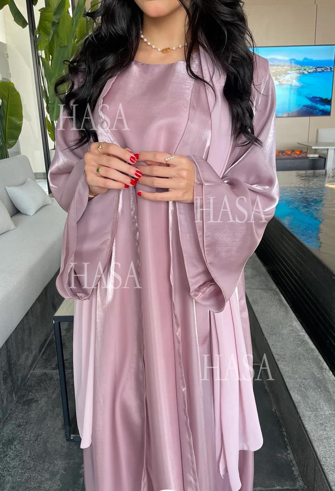 LM6579 Women's Purple Organza Two-Piece Robe (Long Skirt + Jacket)
