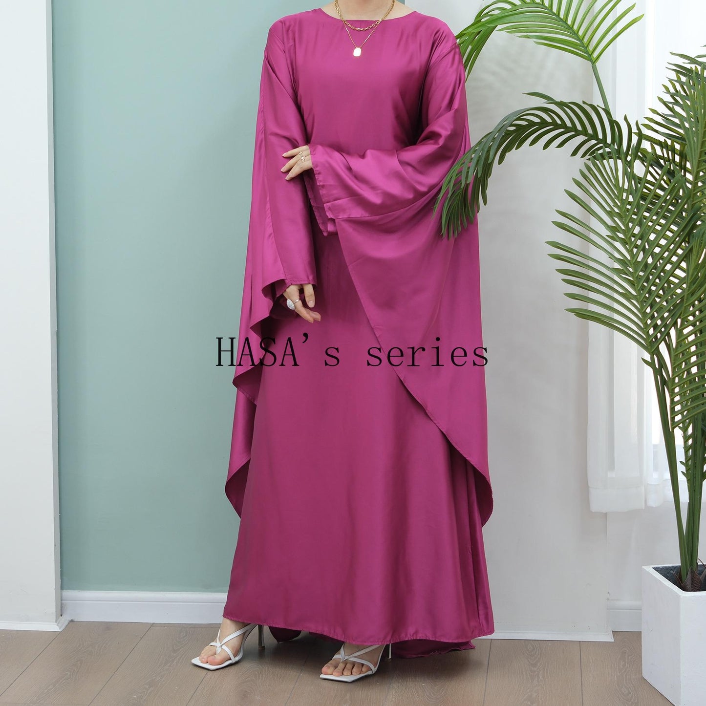 LUMAYA4835 High-density Stretch Satin Long Dress, Simple, Elegant, and Comfortable To Wear.