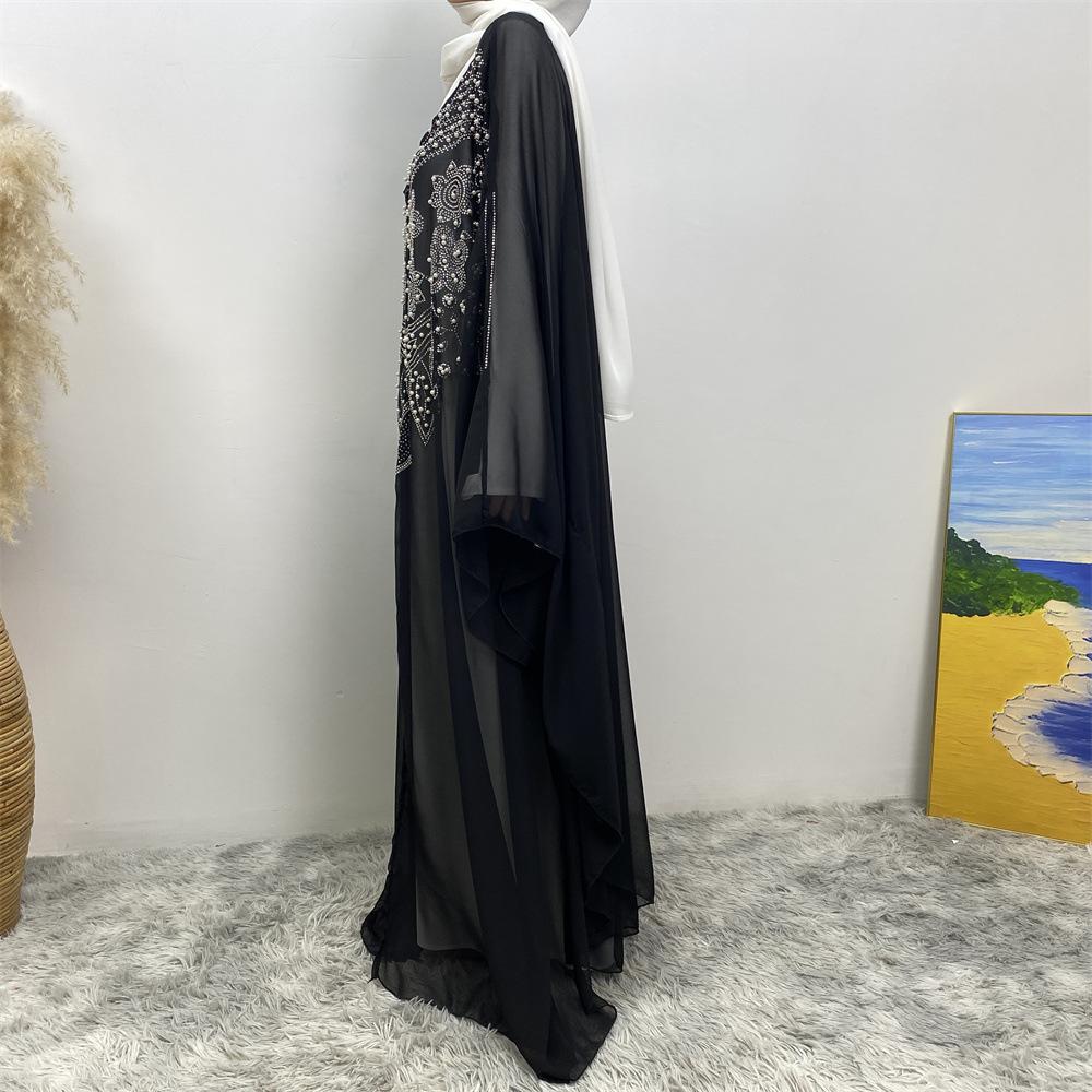 LUMAYA LUMAYA1085 Muslim Rhinestone Cardigan Dress