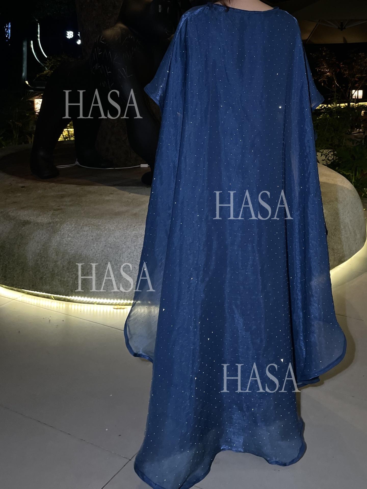 LUMAYA6477 Shiny robe two-piece set with rhinestone sLUMAYAwl decoration