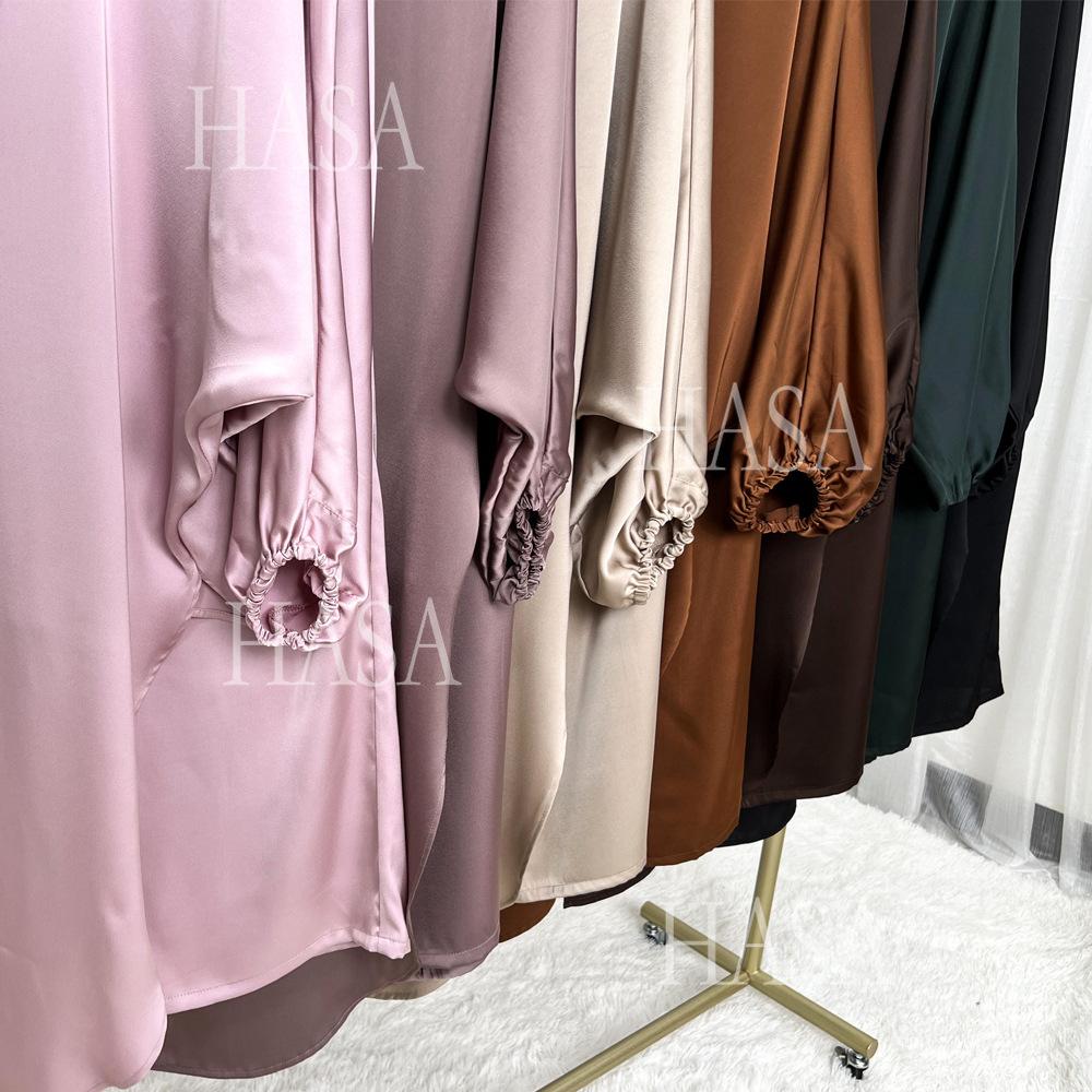 LUMAYA5857 High-end Bright Satin Two-piece Suit (headscarf Not Included), Irregular Design Shows Fashionable Style