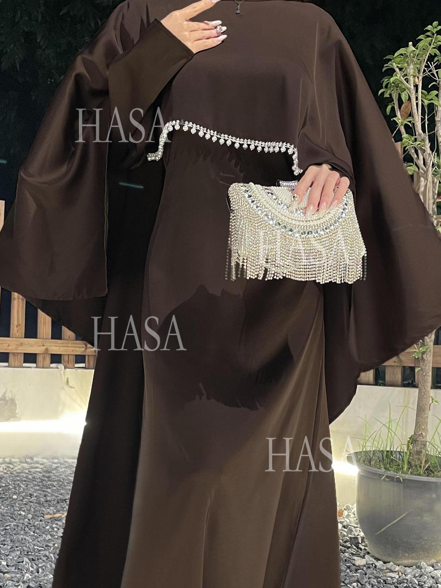 LM6570 Elegant Cape-style Satin Dress Robe for Women