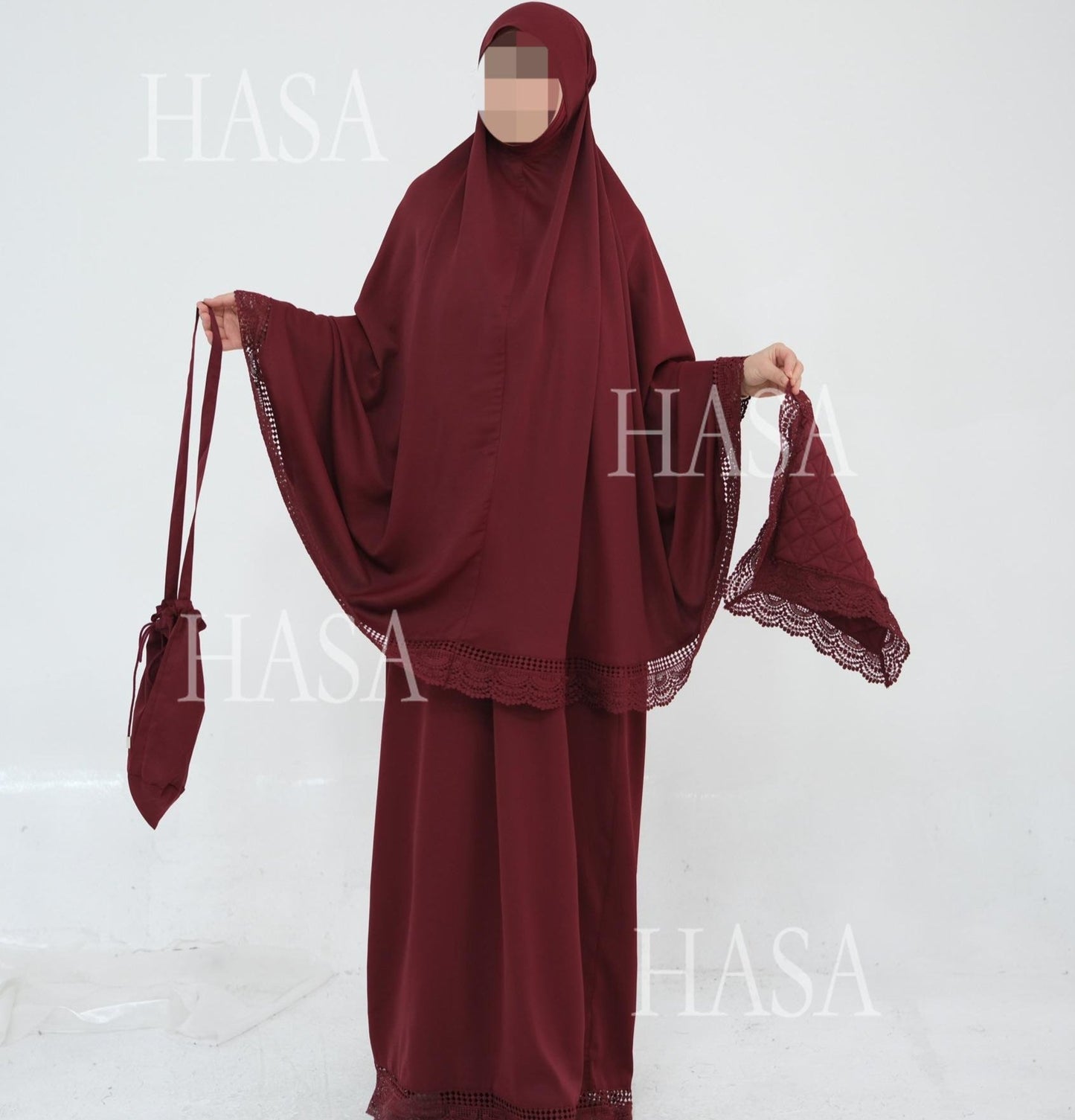 LM6615 Lace Prayer 4-Piece Set (Includes Prayer Mat and Storage Bag)