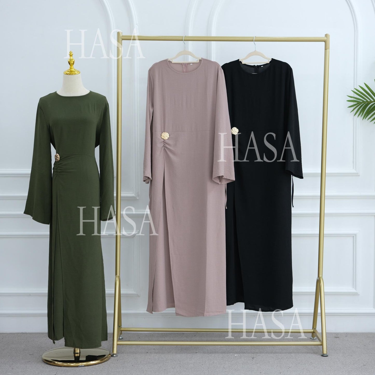 LUMAYA6549 Minimalist Abaya with Waist Detail