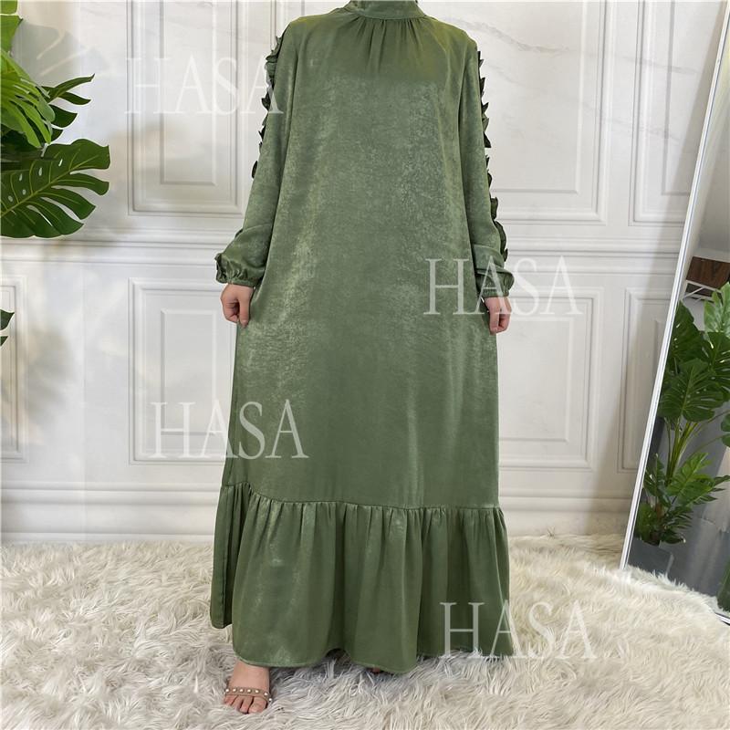 LM6591 Solid Color Turtleneck Long Sleeve Dress with Pleated Waistband