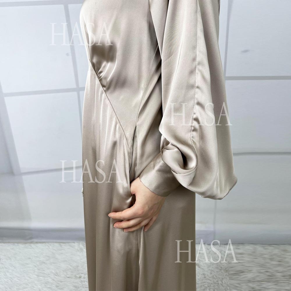LUMAYA5859 High-end Silk Satin Robe (headscarf Not Included), Elegant Design Exudes Luxurious Texture