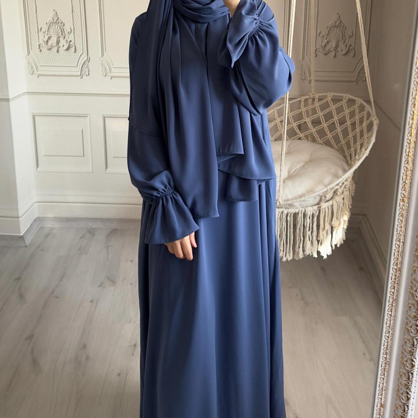 LUMAYA LM1173 Solid Color Hooded Abaya with Side Pocket