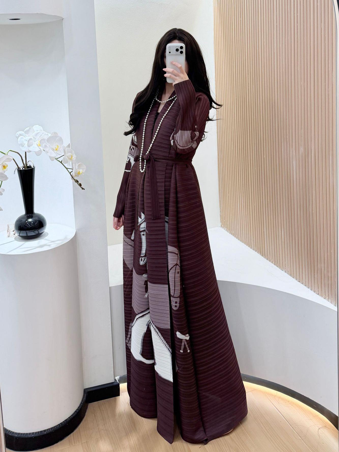 LUMAYA6718 Questrian Elegance | Brown Abaya with Horse Motifs