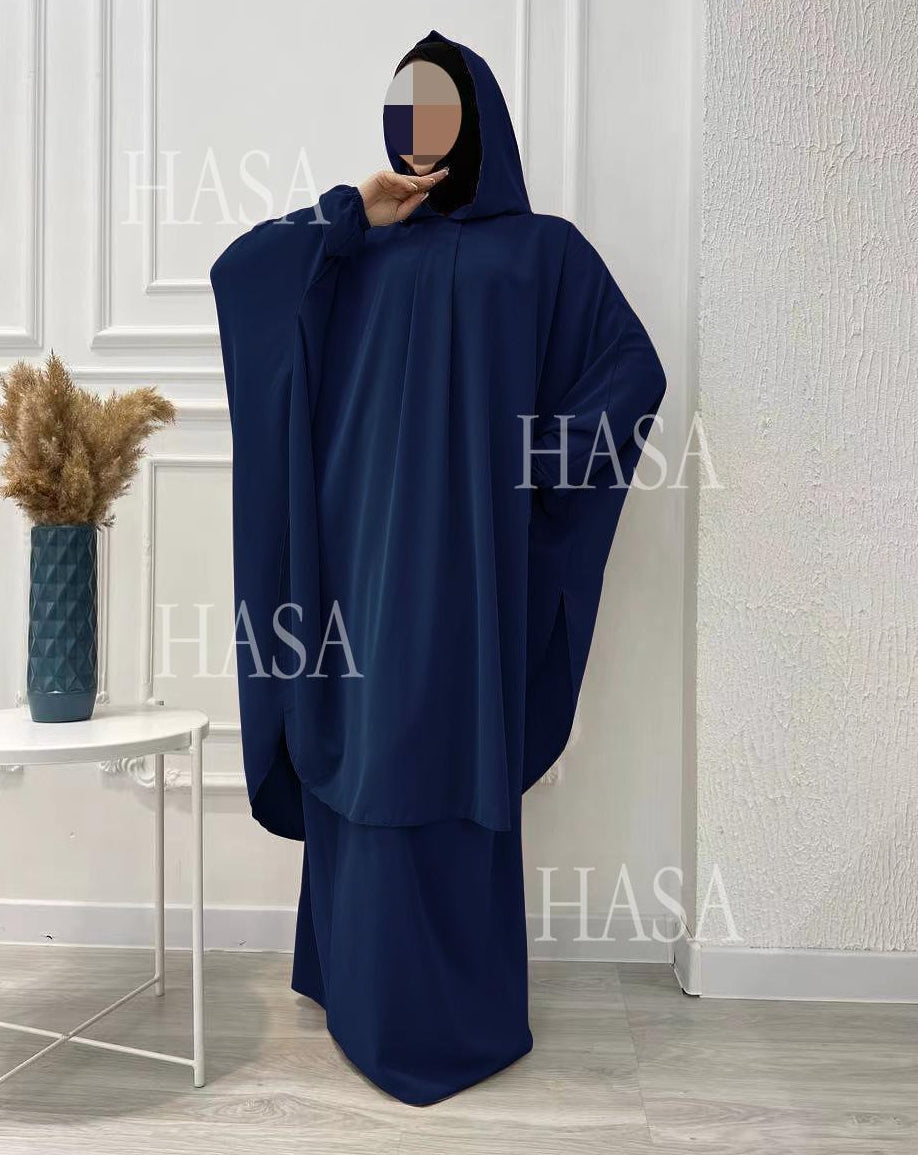 LM6583 Solid Color Long Robe Dress with Wide Swing Design