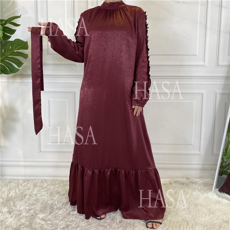 LM6591 Solid Color Turtleneck Long Sleeve Dress with Pleated Waistband