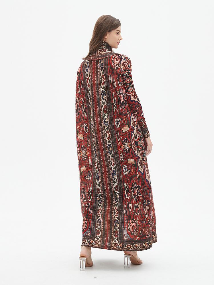 LUMAYA6706 Bohemian Elegance , Vibrant Red Printed Abaya