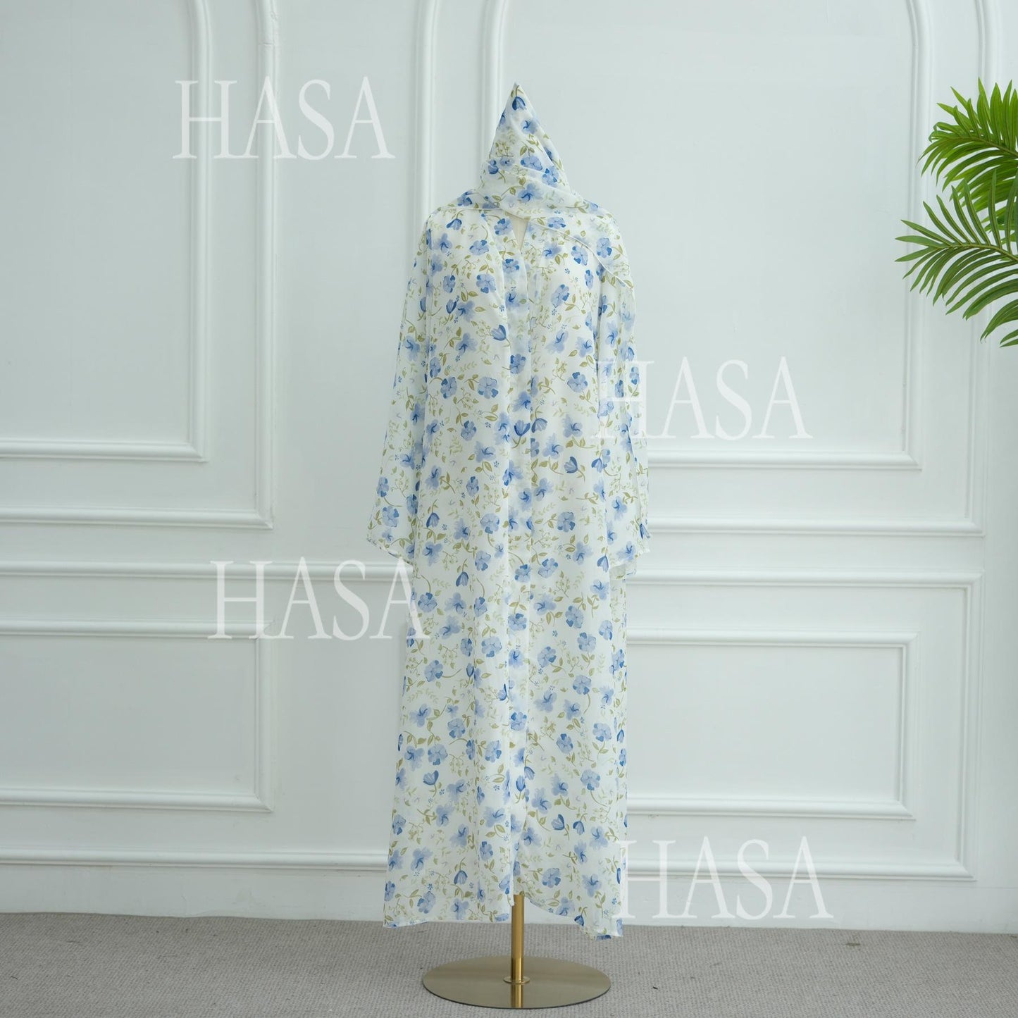 LUMAYA6515 Summer Printed Chiffon Jacket and Headscarf Two-Piece Set