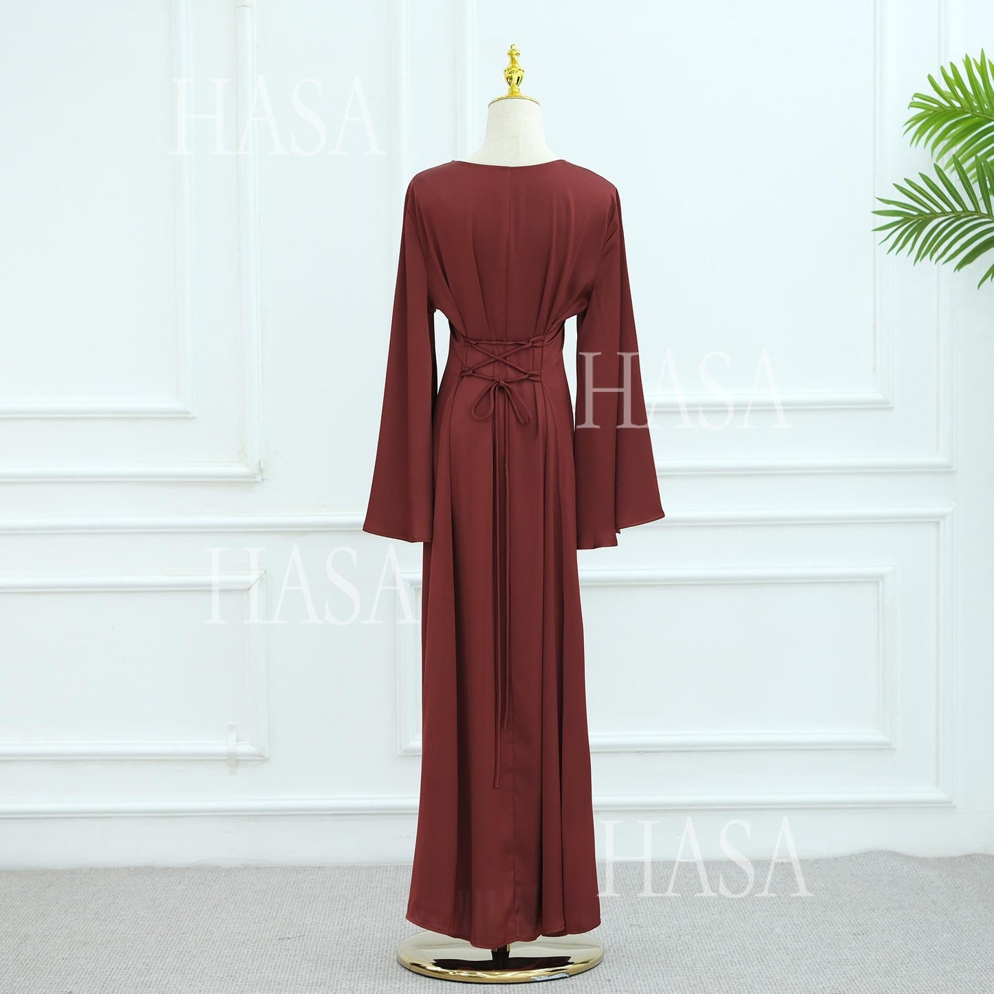 LUMAYA6478 Simple Long Dress with Wide Sleeves, One-piece and Smooth Style