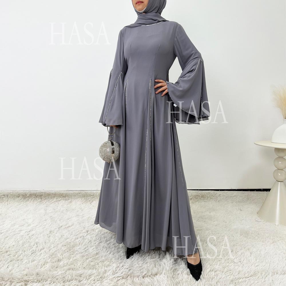 LUMAYA6497 Solid Color Light Luxury Chiffon Long Skirt Suit