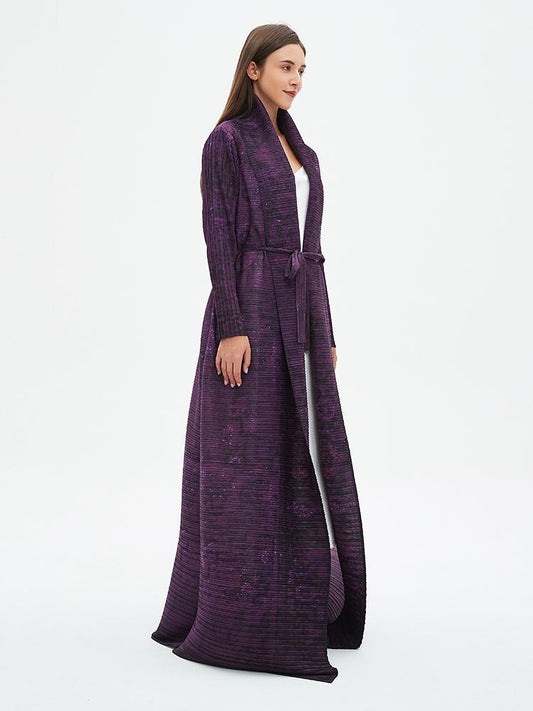 LUMAYA6712 Regal Amethyst , Belted Purple Abaya with Subtle Sparkle
