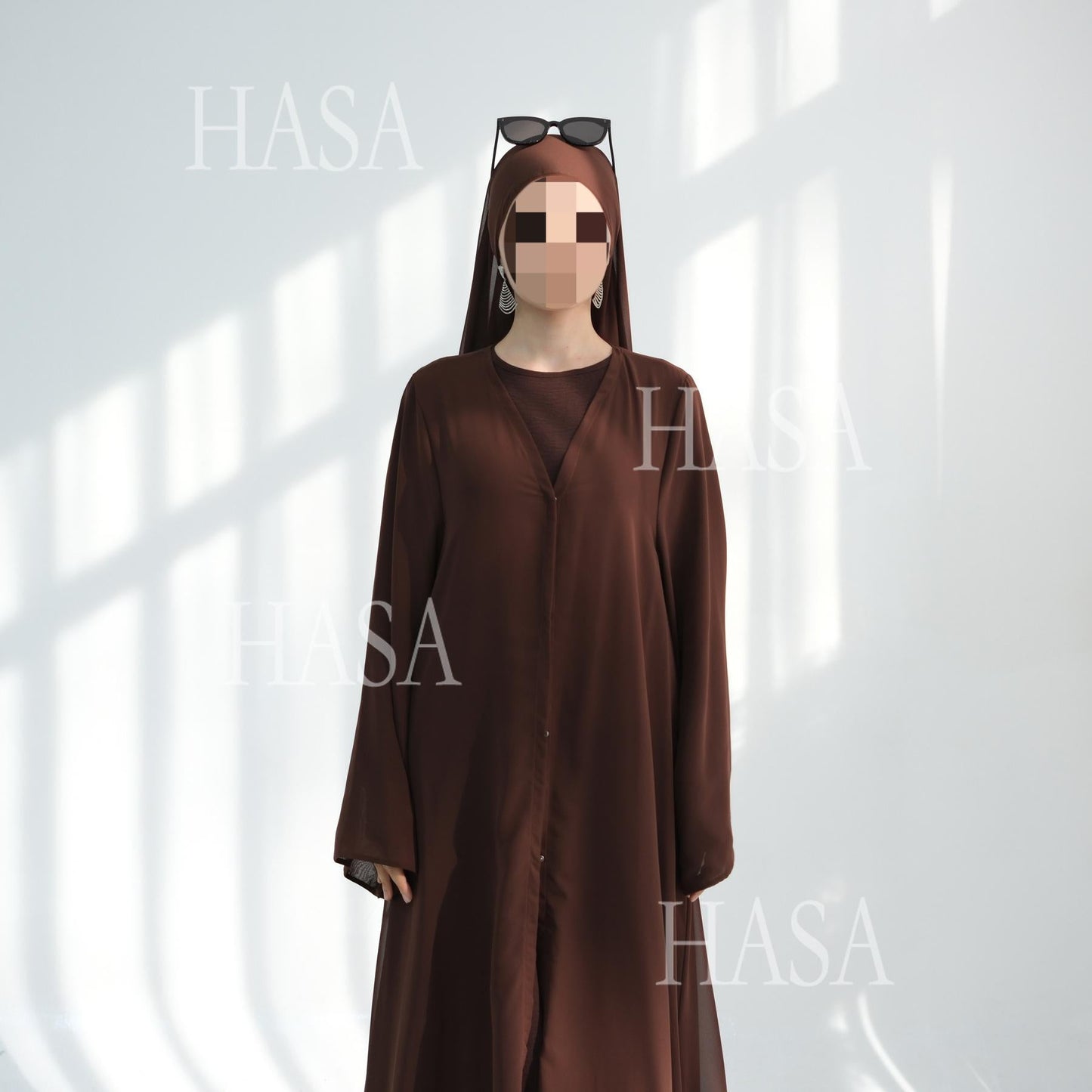 LUMAYA6513 Double-layered sleeve chiffon cardigan two-piece robe abaya (headscarf not included)