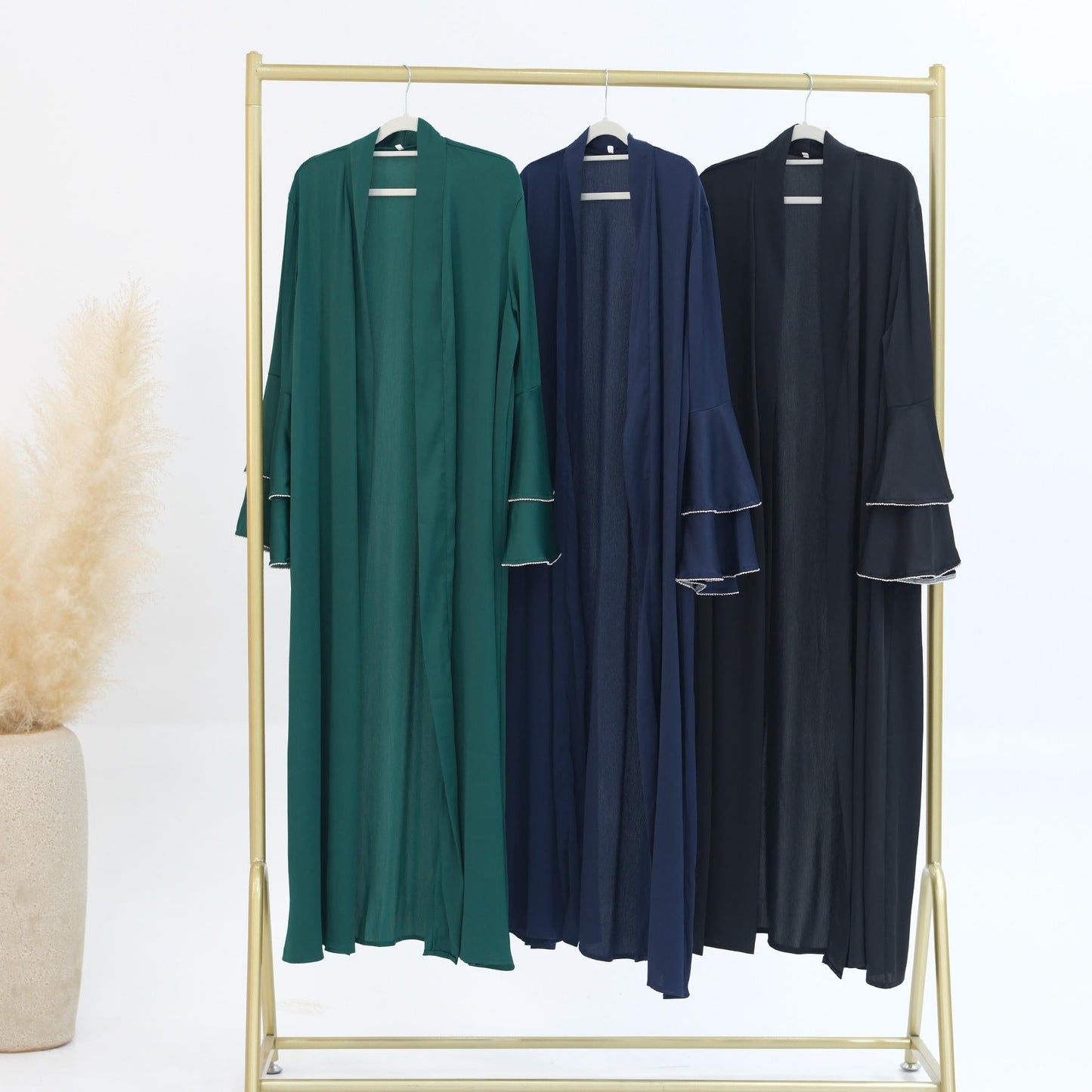 LUMAYA LM1188 3pcs Set Satin Cardigan+Inner Dress+Special Belt