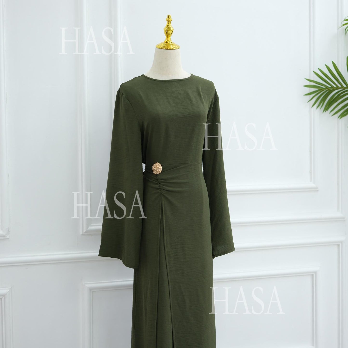 LUMAYA6549 Minimalist Abaya with Waist Detail