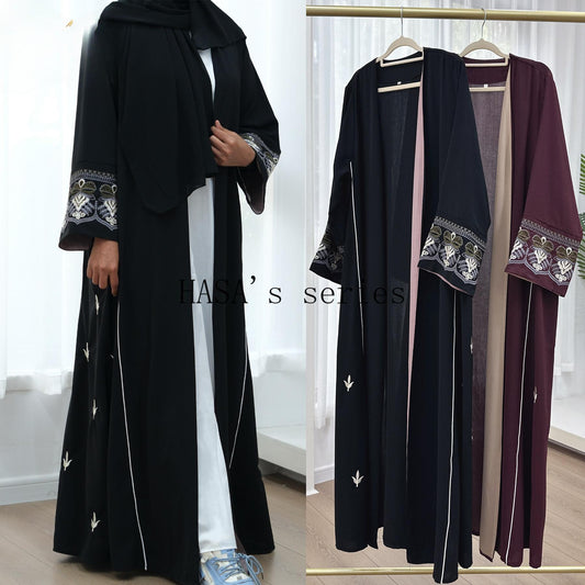 LUMAYA4849 Exquisite Embroidered Open-front Long Robe