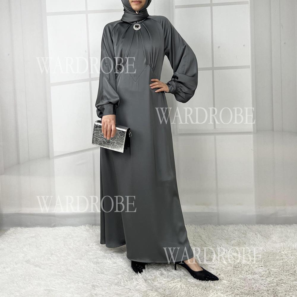 LUMAYA5859 High-end Silk Satin Robe (headscarf Not Included), Elegant Design Exudes Luxurious Texture