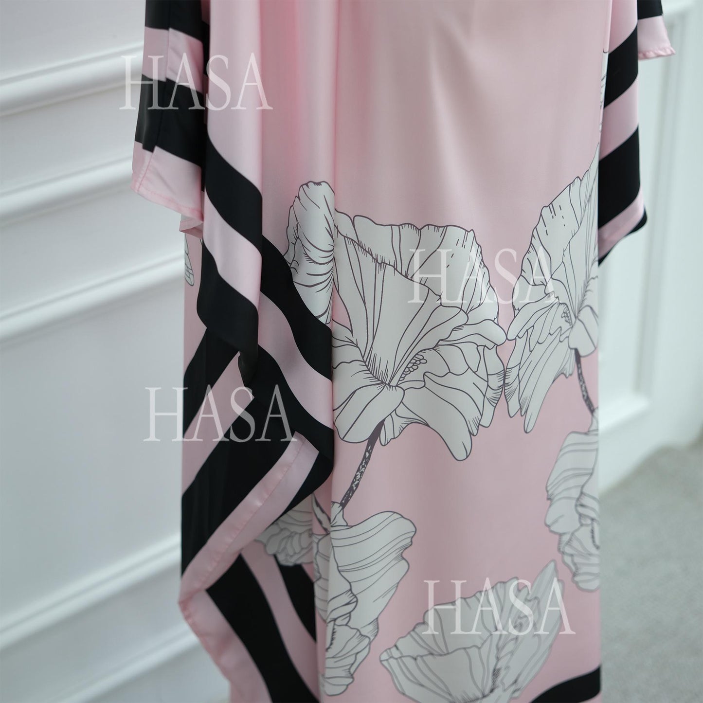 LM6556 Colorblock Print Cardigan Robe Dress