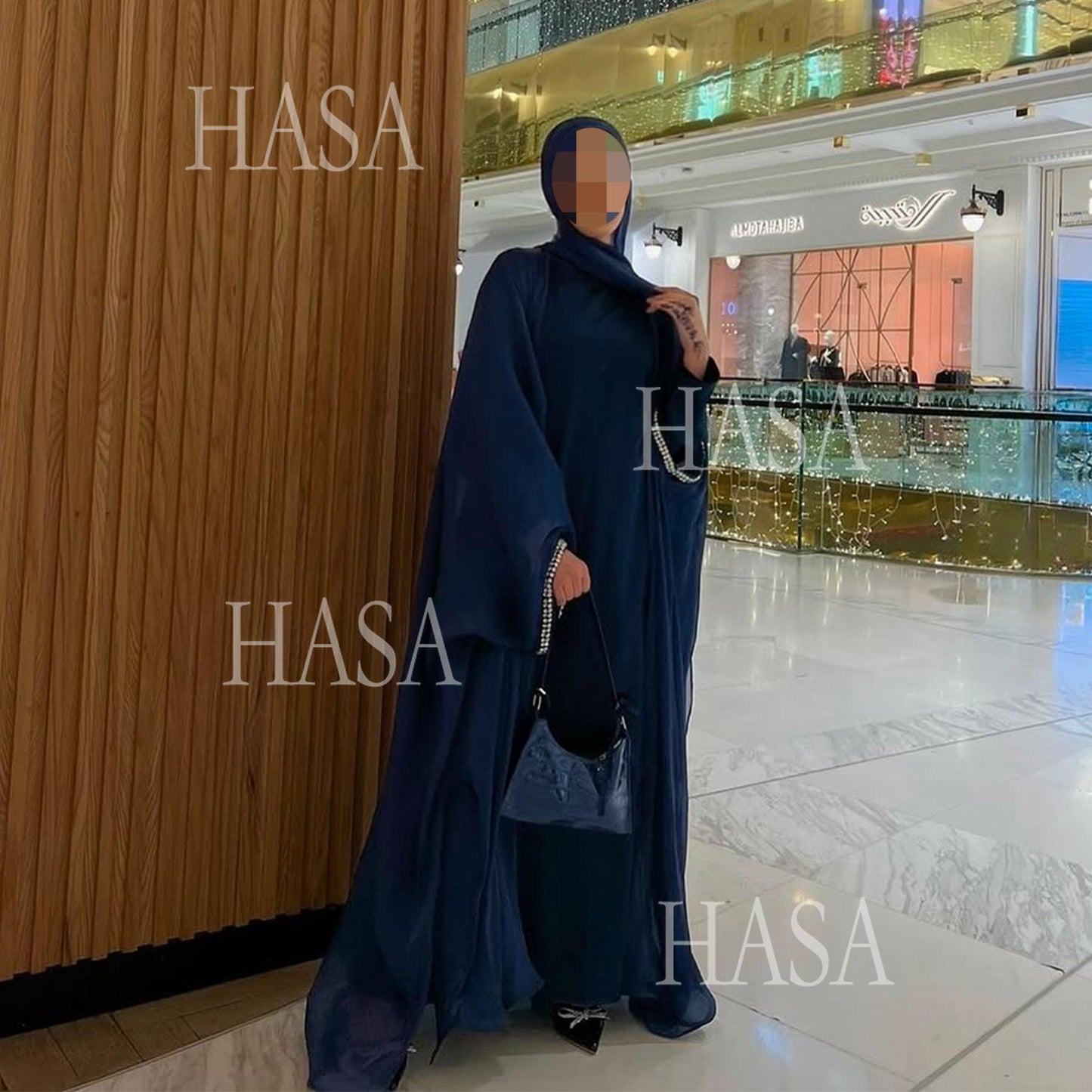 LUMAYA6553  Two-Piece Solid Abaya with Beaded Details and Matching Scarf Option