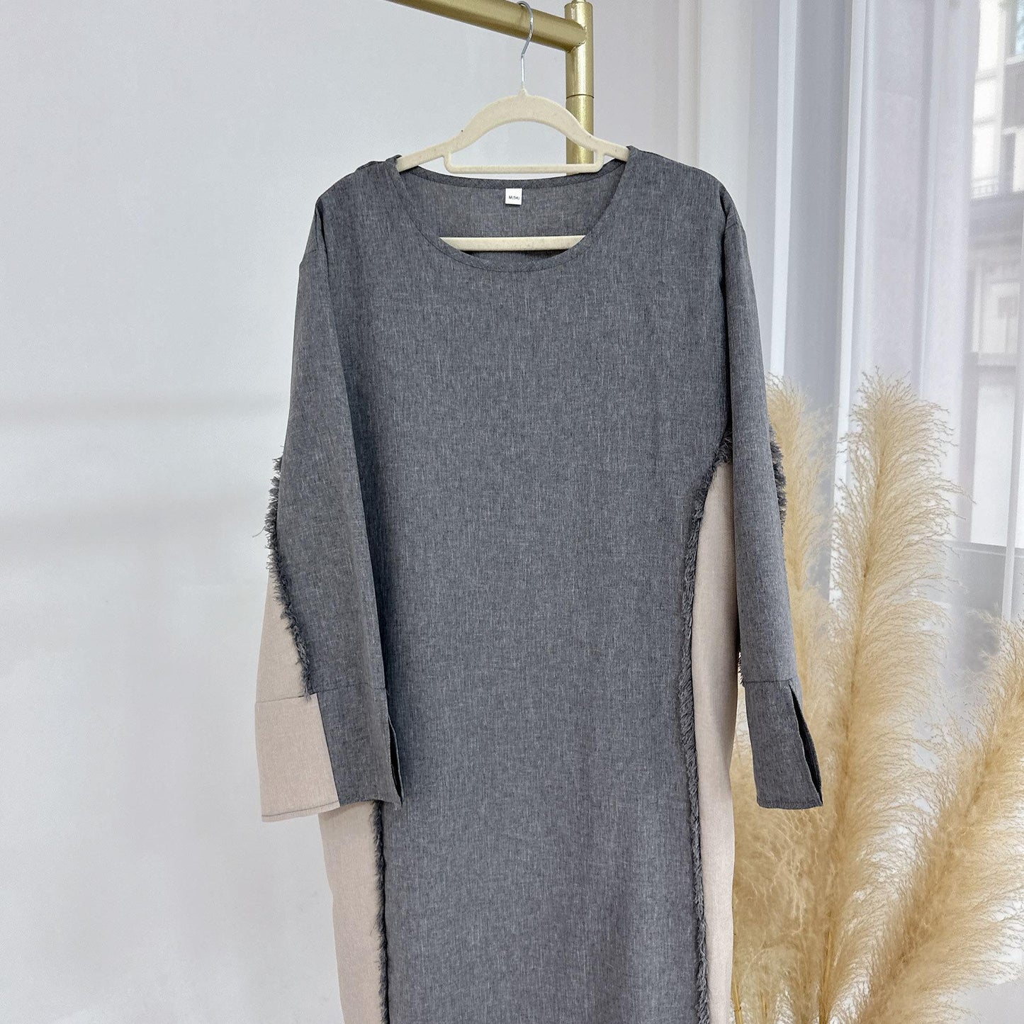 LM5606 Stylish Patchwork Robe - Cardigan and Dress Style